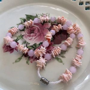 Pink Shell and Glass Bead Necklace